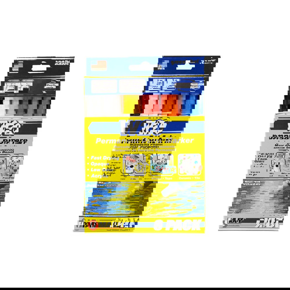 Markers & Paintsticks; Marker Type: Liquid Paint Marker; Tip Shape: Bullet; Chisel; Color: Red; White; Yellow; Blue; Black; Orange; Ink Type: Water Base; Fade Resistant; Water Resistant; Tip Type: Reversible; Bullet; Chisel; For Use On: Wood; Glass; Cardb